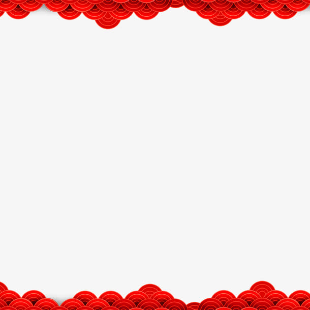 红色祥云纹理边框免抠