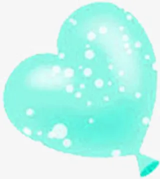 绿色白点爱心气球七夕免抠