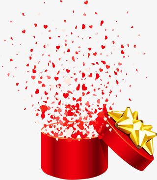 红色卡通爱心设计礼盒免抠