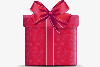 矢量手绘红色绑蝴蝶结礼盒免抠