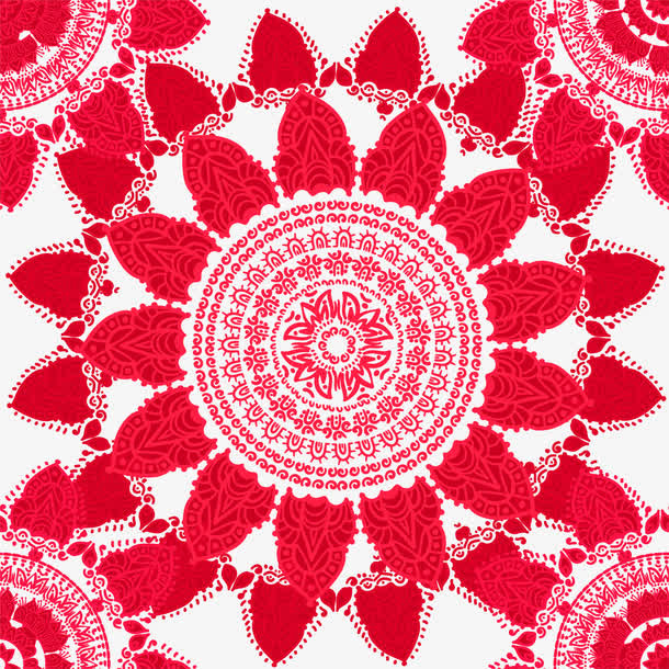 中国风红色古典花纹免抠