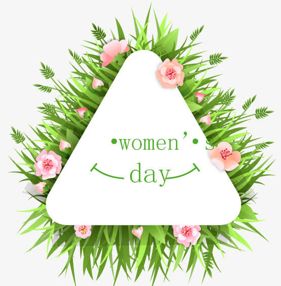 创意妇女节花卉三角标签矢量素材免抠