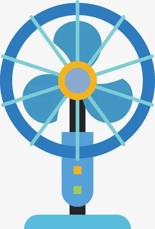 蓝色卡通电风扇免抠