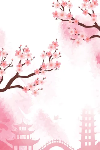 粉色手绘春游樱花节春天花季背景高清