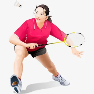 打羽毛球的美女免抠