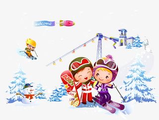 欢乐滑雪插画矢量图免抠