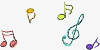 彩色蜡笔手绘音符免抠