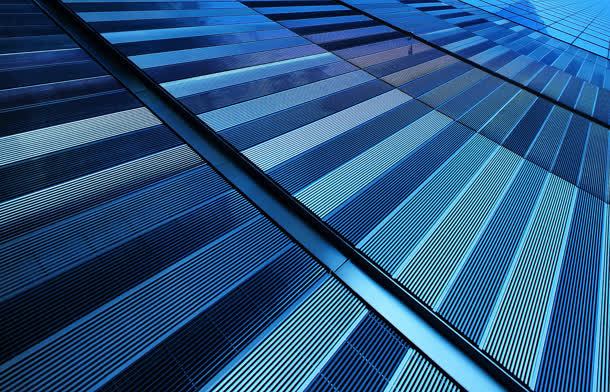 蓝色建筑高楼大厦蓝色玻璃表面免抠