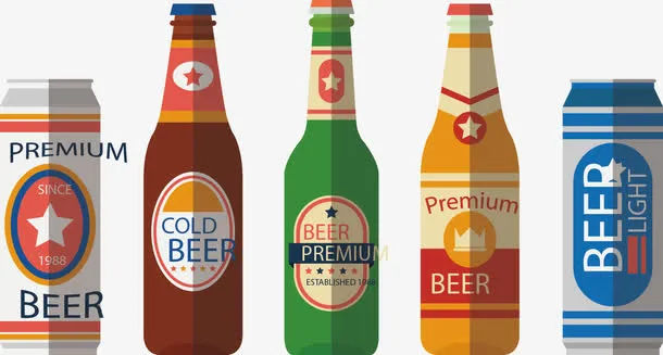 矢量手绘啤酒包装免抠
