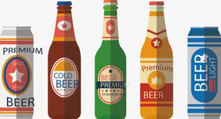 矢量手绘啤酒包装免抠