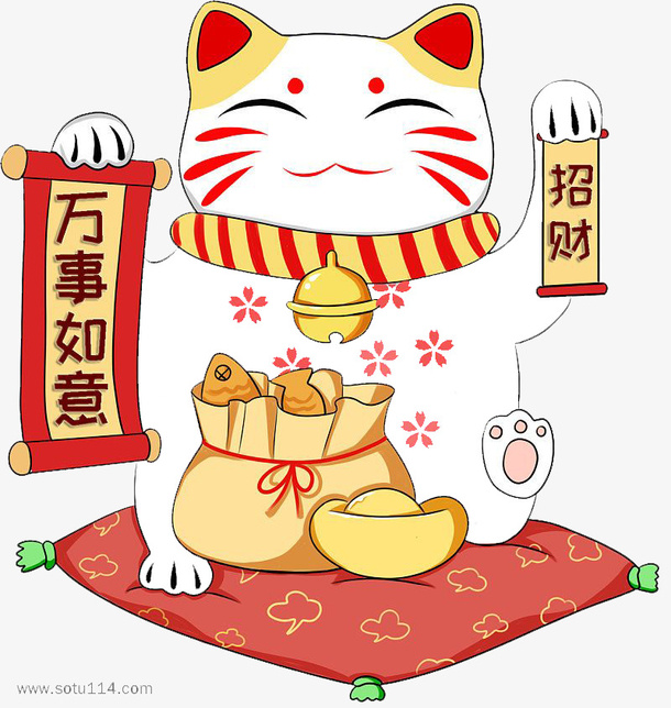 万事如意招财猫免抠