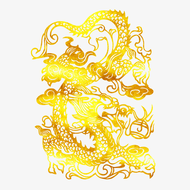 中国风一条金龙喷着金珠免抠图免抠