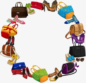 时尚元素围成的边框免抠