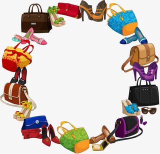 时尚元素围成的边框免抠