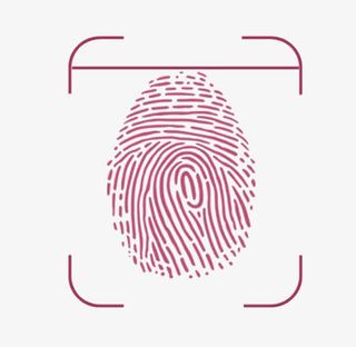 红色指纹识别二维码方框免抠