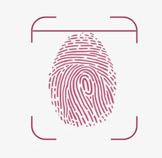 红色指纹识别二维码方框免抠