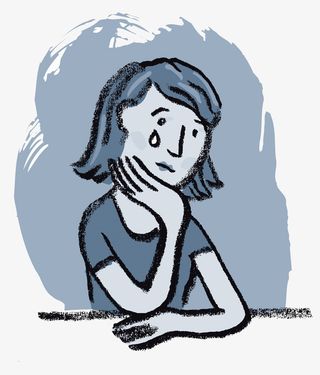 手绘遗憾的女子免抠