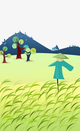 绿色田野的草人免抠