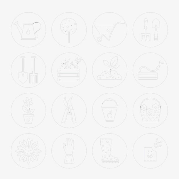 园艺工具线条图标图片免抠