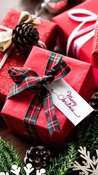 圣诞节红色礼盒喜庆庆祝高清
