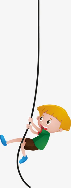 户外运动爬绳的男孩免抠