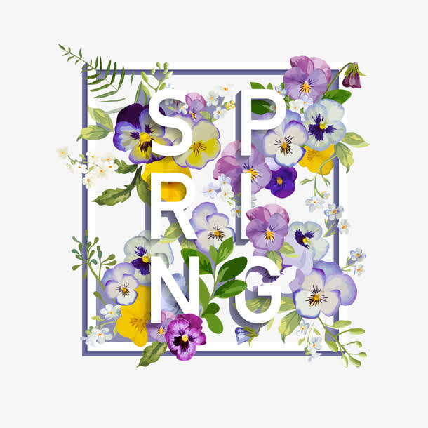 花卉英文艺术字免抠