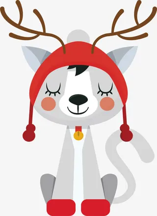 可爱鹿角猫咪免抠