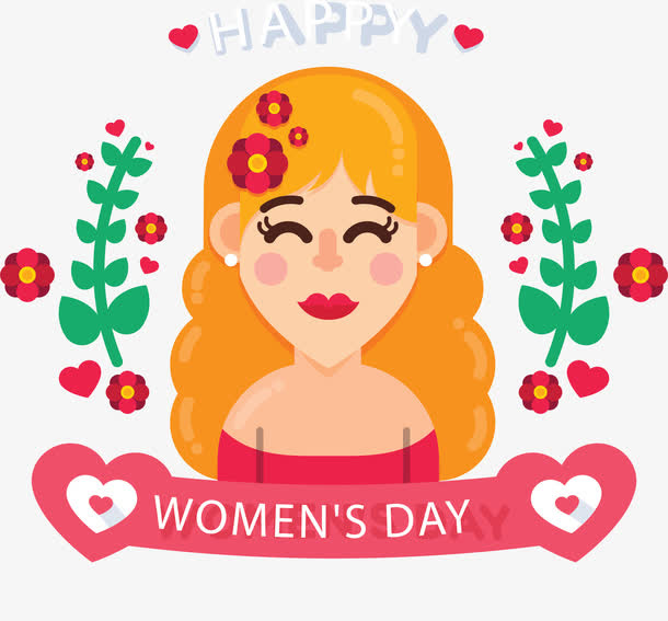 可爱女人妇女节海报免抠