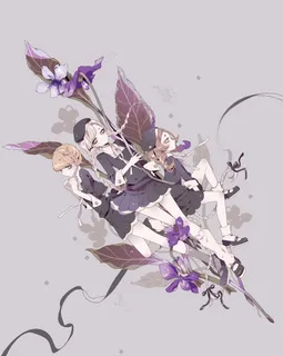 紫色花朵小萝莉动漫免抠