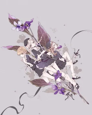 紫色花朵小萝莉动漫免抠