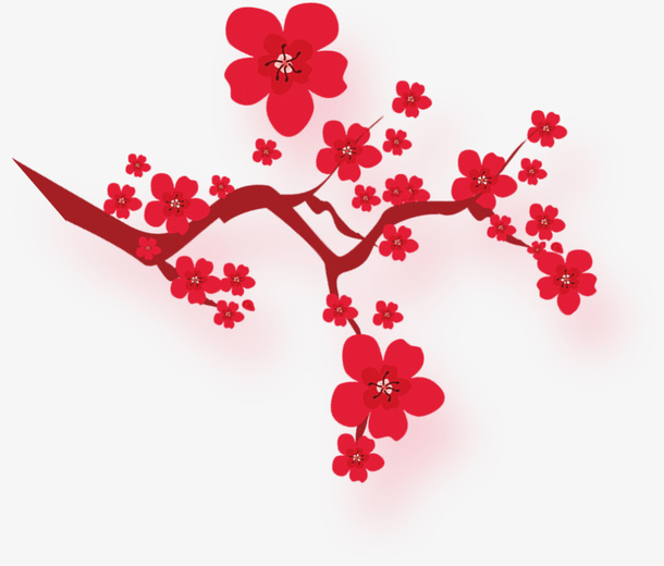 春天红色杜鹃花装饰免抠