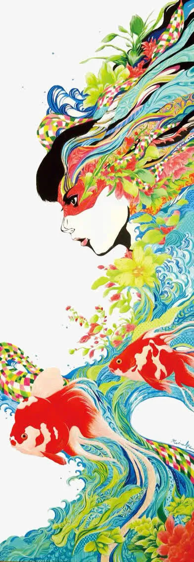 手绘女生免抠