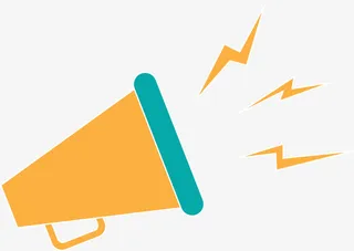 黄色扁平简约喇叭免抠