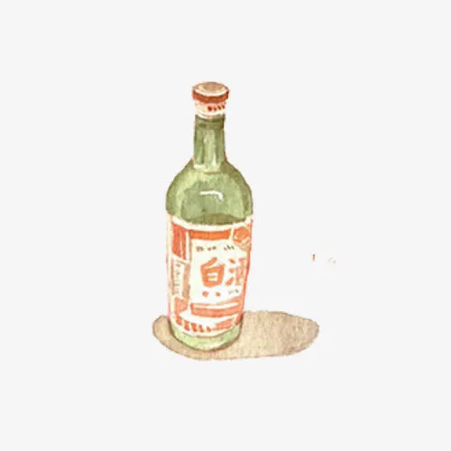 小清新简约水彩玻璃瓶白酒免抠