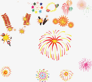 彩色各种新年礼花鞭炮免抠