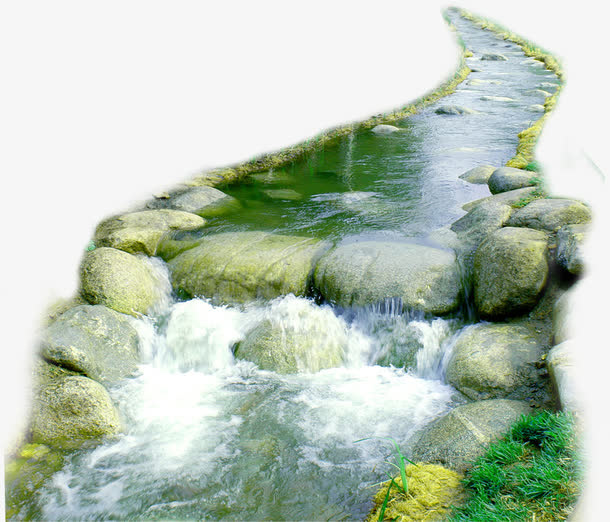 小河流水岩石美景免抠