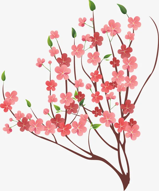 春暖花开粉色花朵免抠
