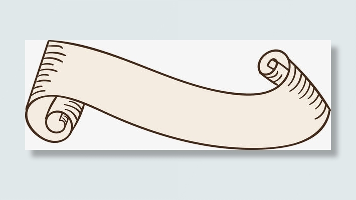 手绘复古矢量卷轴图免抠