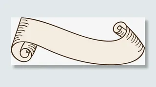 手绘复古矢量卷轴图免抠