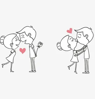 手绘风格恩爱情侣简笔画图案免抠图标元素 手绘风格恩爱情侣简笔画图案免抠图标元素