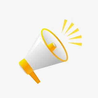 黄色通告促销喇叭免抠