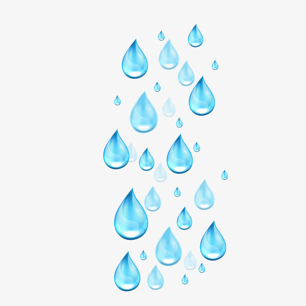 蓝色水滴滴落效果免抠