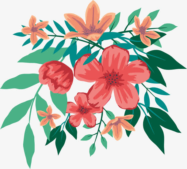 花朵夏日手绘海报免抠