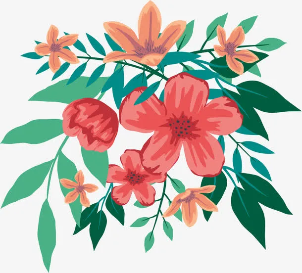 花朵夏日手绘海报免抠