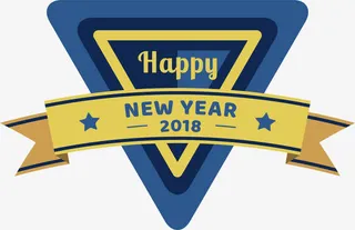 蓝色三角新年标签免抠