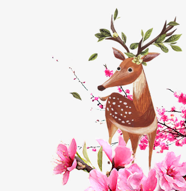 手绘小鹿免抠