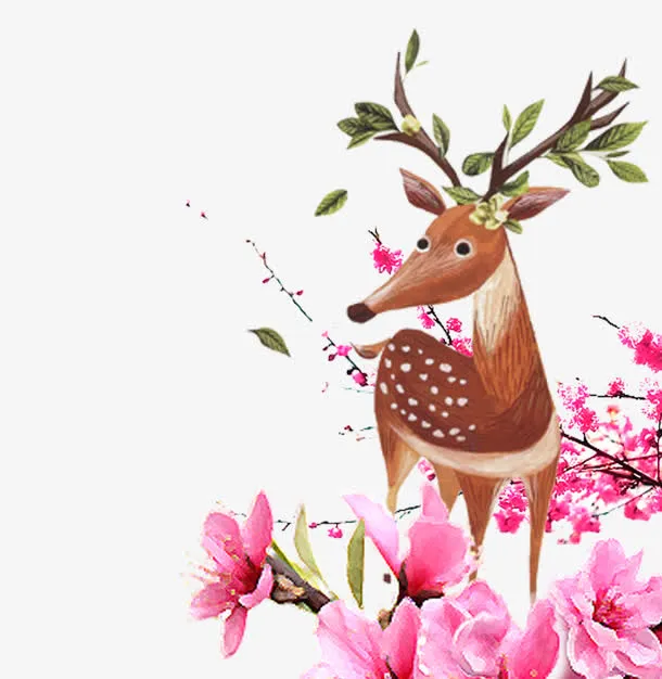 手绘小鹿免抠