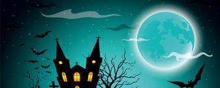 万圣节鬼节蝙蝠夜景背景banner