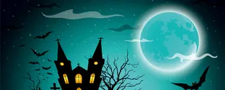 万圣节鬼节蝙蝠夜景背景banner