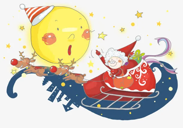 月亮雪橇免抠